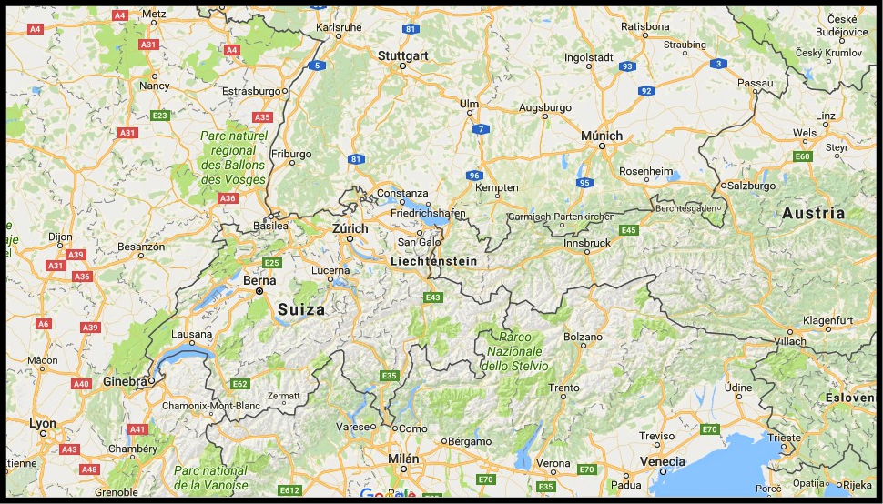 Mapa Europa Liechtenstein